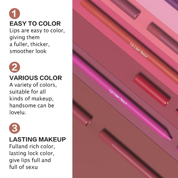 evpct 1Pcs Vermilion Red Matte Long Lasting Lip Liner Pencils Makeup for Shaping & Sculpting Lips, No Transfer Long Wear Waterproof Pigmented Lip Liner lipliners Crayon Lipstick Pencil Sharpener 17