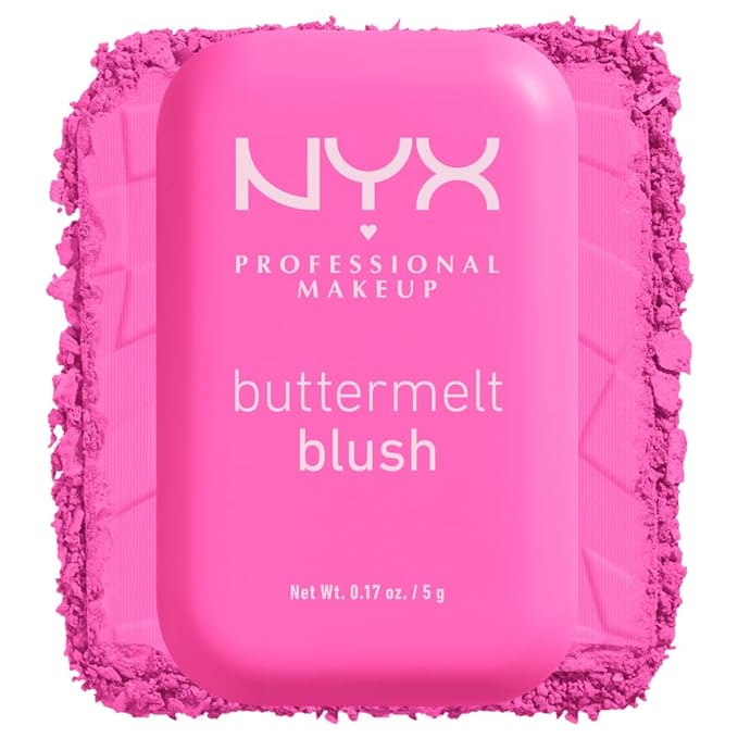 NYX PROFESSIONAL MAKEUP Buttermelt Powder Blush, Fade and Transfer-Resistant Blush, Up to 12HR Make Up Wear, Vegan Formula - My Butta Half