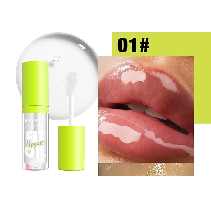 Lip Oil Lip Glaze, Soft Brush Head Hydrating Lip Glow Oil,Shiny Transparent Lip Gloss Plumping,Long Lasting Nourishing Non-sticky Fresh Clear Smooth Lip Care