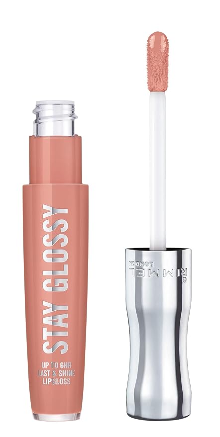 Rimmel Stay Glossy Lip Gloss - Non-Sticky and Lightweight Formula for Lip Color and Shine - 020 Sunday Brunch, .18oz