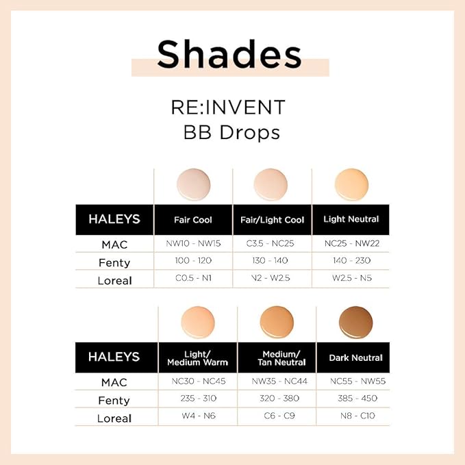 HALEYS RE-Invent BB Drops (Dark Neutral) Vegan, Cruelty-Free Face