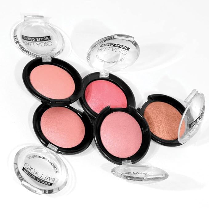 Palladio Baked Blush, Highly Pigmented Shimmery Formula, Easy to Blend and Highly Buildable, Apply Dry for a Natural Glow or Wet for a Dramatic Luminous Look, Long Lasting for All day Wear, Blushin