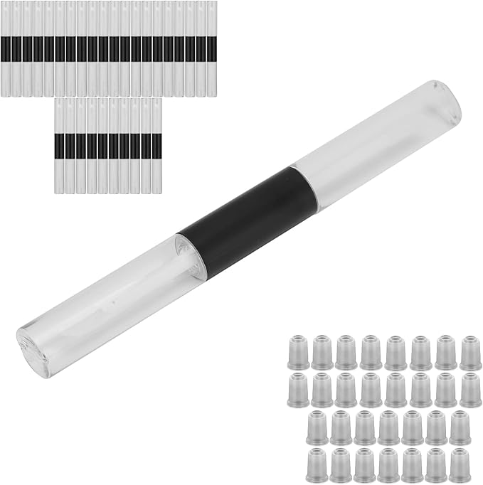 30pcs 5ml Empty Lip Gloss Tubes, Double Ended Refillable Lip Balm Gloss Containers Bottles with Rubber Inserts for Women Girls DIY Makeup