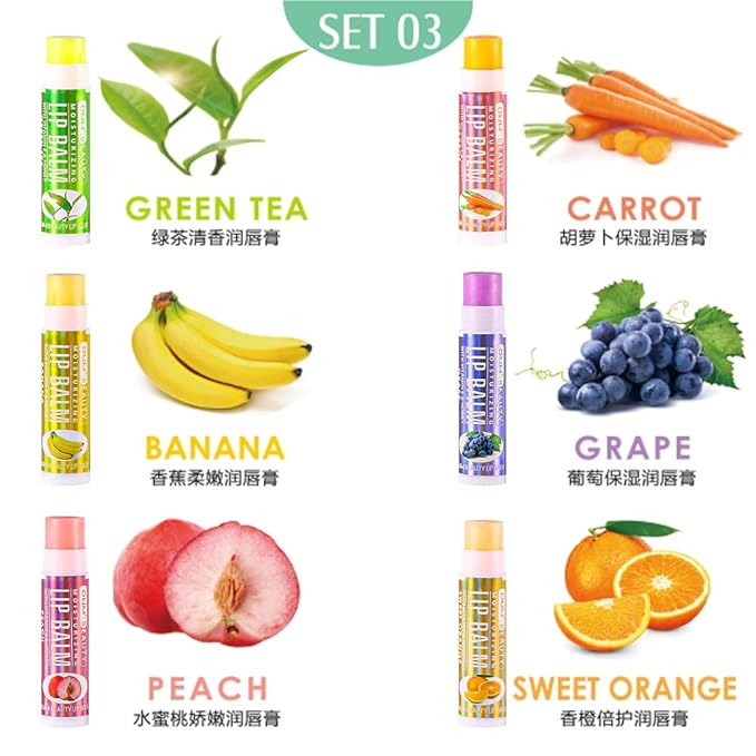 evpct 6Pcs Classic Fruit Flavour Flavored Moisturizing