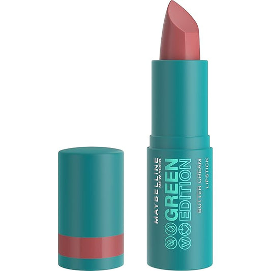 Maybelline Green Edition Butter Cream High-Pigment Bullet Lipstick, Glacier, Nude Pink, 0.12 oz