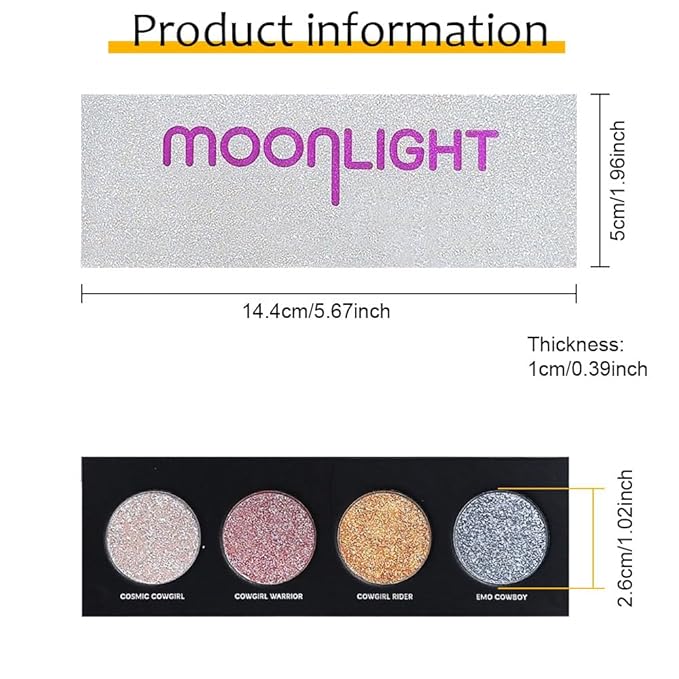 4 Colors Highlight Silver Gold Eyeshadow Palette, SHANY