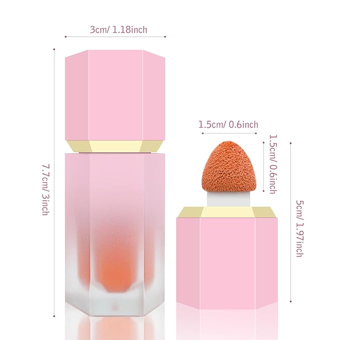 Liquid Blush for Cheeks, Soft Cream Blush with ENERGETIC-Coral Orange