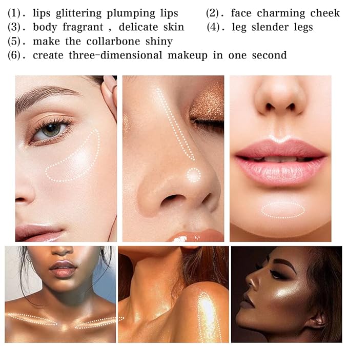 Highlighter Makeup Palette White Silver,Glitter Highlight Contouring Pallets,Highly Skin Tones