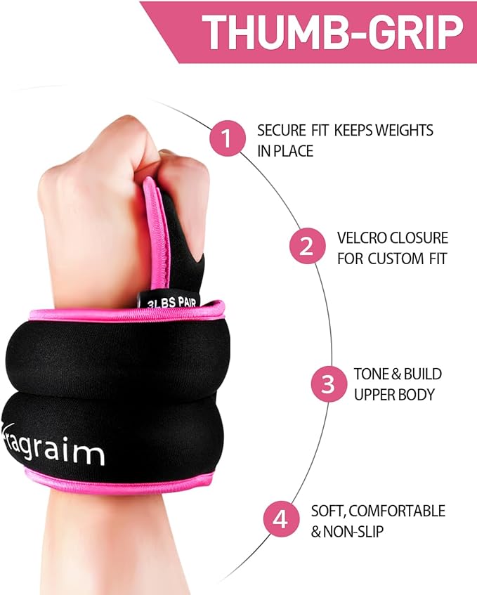 Fragraim Wrist Weights Sets for Women & Men 0.5lb, 1lbs 1lbs or 1.5lbs each),