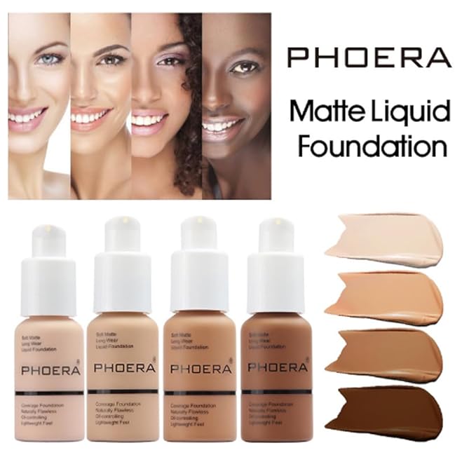 2Pcs Liquid Foundation Full Coverage 24HR Matte Oil Top (1pcs-106) 30ml