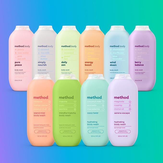 Method Body Wash, Simply Nourish, Paraben and Phthalate Free, 18 oz (Pack of 6)