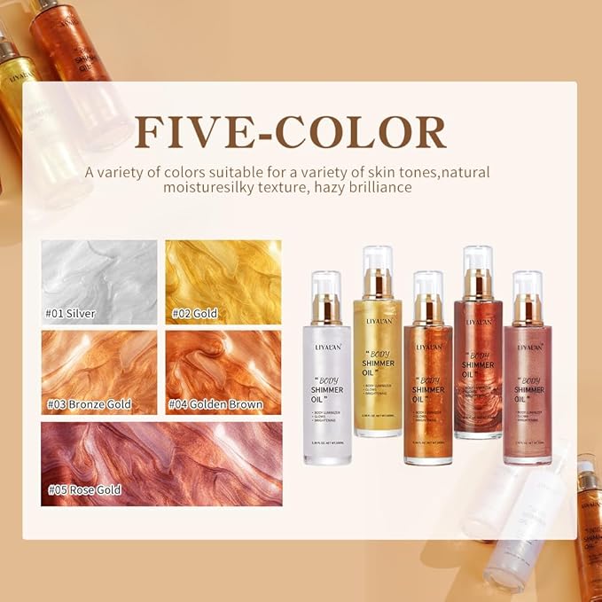 Liyalan Shimmer Body Oil Golden Brown