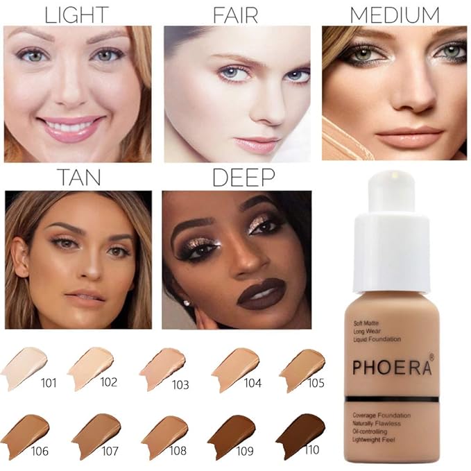 PHOERA Foundation Makeup Naturally Liquid Foundation Full Coverage 30ml
