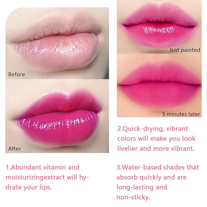 BINGBRUSH 3Pcs Bright Vivid Color Lip Tint With BINGBRUSH