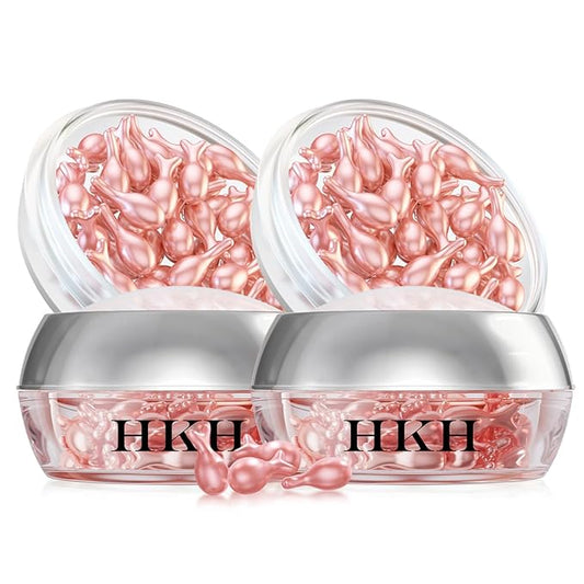 HKH Retinol Serum for Face - Anti Wrinkle Facial Serum with Vitamin C & Vitamin E, Vit A Capsule with Collagen for Women, Reduces Fine Lines, Firming Skin, Moisturise, Travel Friendly (38+38 ct)