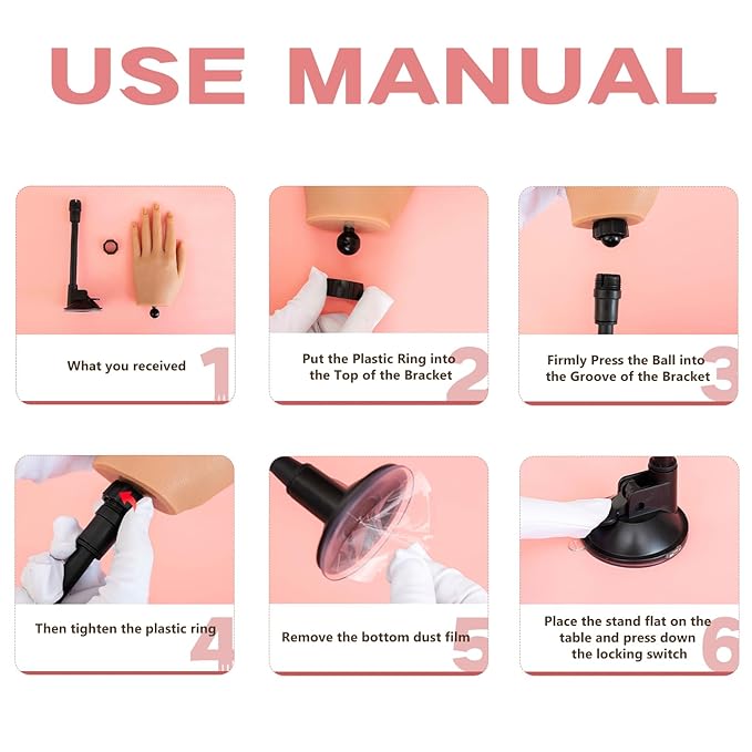 Silicone nail practice hand for