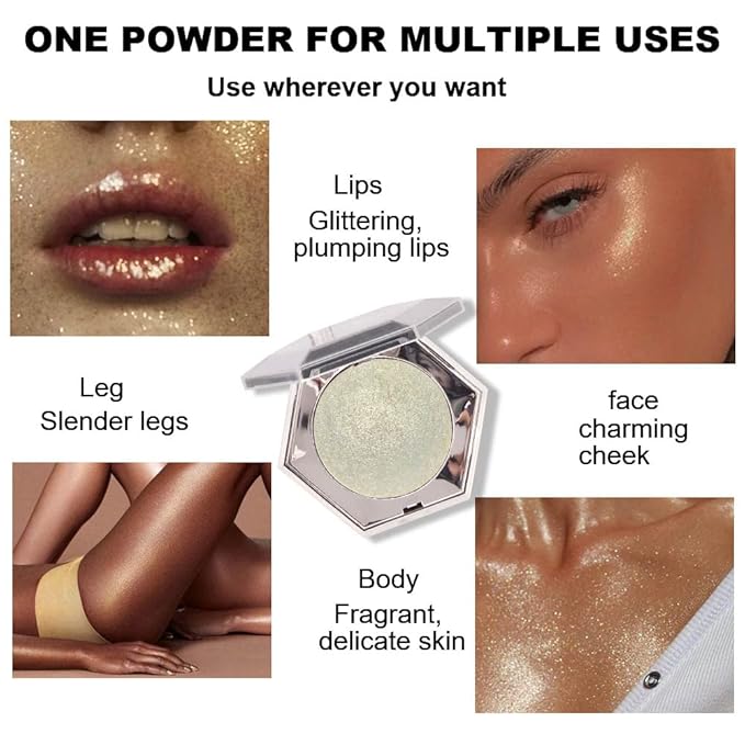 Shimmer Pearl Champagne Gold Highlighter Makeup Contour Palette,Face