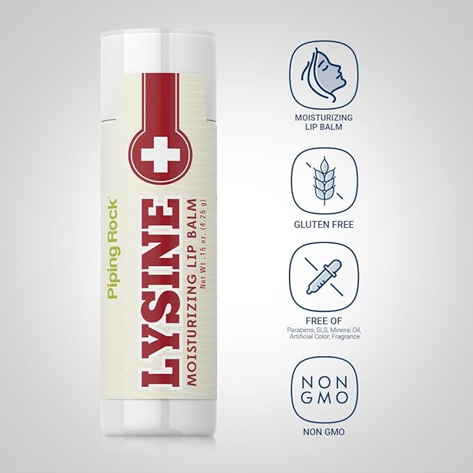 Piping Rock Lysine Lip Balm | 0.15 oz | Moisturizing and Soothing Ointment | Non GMO, Gluten Free