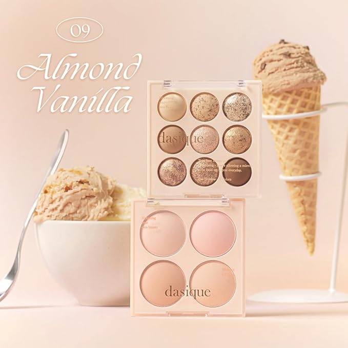 Dasique Blending Mood Cheek #09 Almond Vanilla | 4 Blendable Shades in Lightweight Smooth Powder | Vegan | Blush