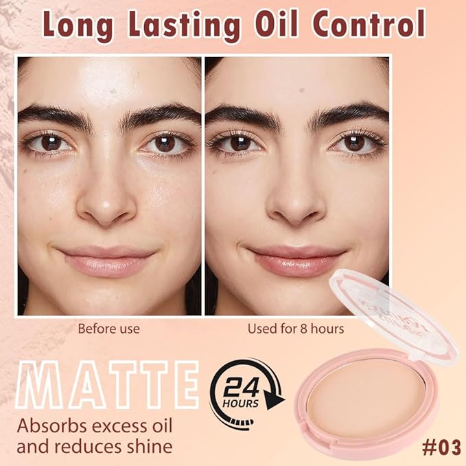 Oil Control Face Pressed Powder, Matte powder setting 1 Pcs)