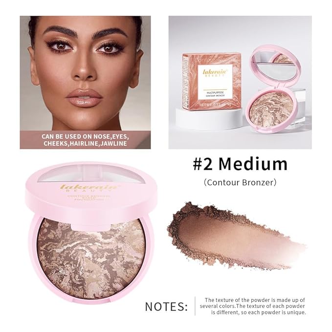 Go Ho Baked Bronzer Powder Makeup,Blush Glow Balance,Color Finish,04 Medium