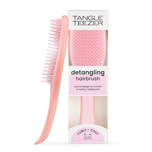 Tangle Teezer Ultimate Detangler Curly Hair Brush, Dry & Wet Hairbrush, Reduces Frizz & Breakage, for 3C to 4C Curly Hair Types, Pink Mango