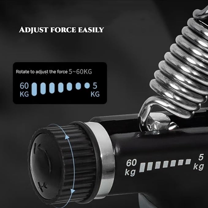 1Pcs Grip Strength Trainer Wrist Strengthener with Counter 11-132 Lbs/5-60kg(Black) Lbs/5-60kg(Black)