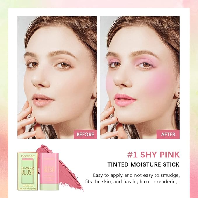 Blush Stick Waterproof Matte Finish Long Lasting Pink (1#shy pink)