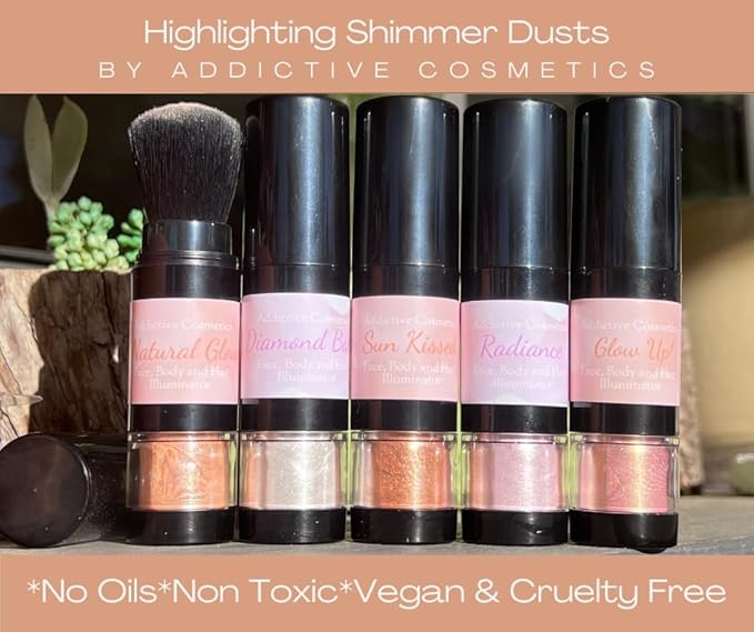 Face, Body and Hair Highlighters (NATURAL GLOW, Pump Pump Brush)