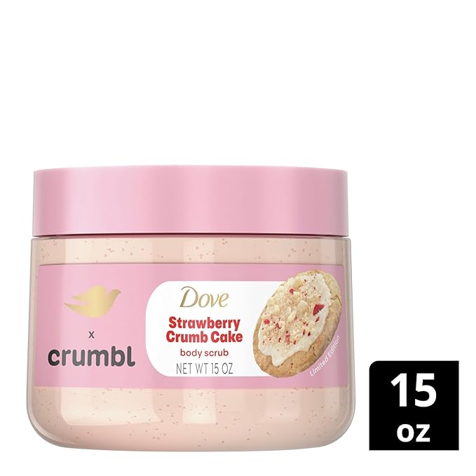 Dove Moisturizing Strawberry Crumb Cake Body Wash & Scrub Combo, 20oz Wash + 15oz Scrub, Limited Edition, Paraben & Sulfate Free, For Body, Improves Skin Texture, Moisturizes