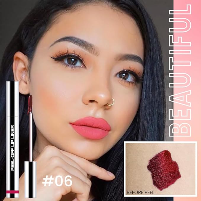 3 Pcs Matte Liquid Lip Stain Peel Off Lip Liner, Long Lasting Lip Tattoo, Waterproof & Transfer-Proof Lip Liner Peel Off Lip Gloss for All Skin Types. #02+#03#06