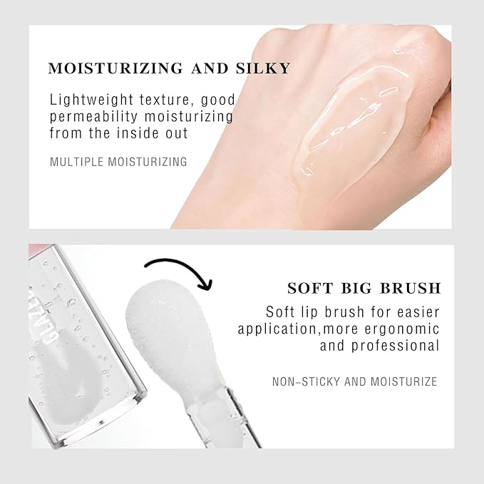 MAEPEOR Clear Glossy Lipgloss 5 Colors Nourishing High-shine Glossy Lipgloss Luscious-colors Non-Sticky Shine Glossy Lipgloss (Clear)