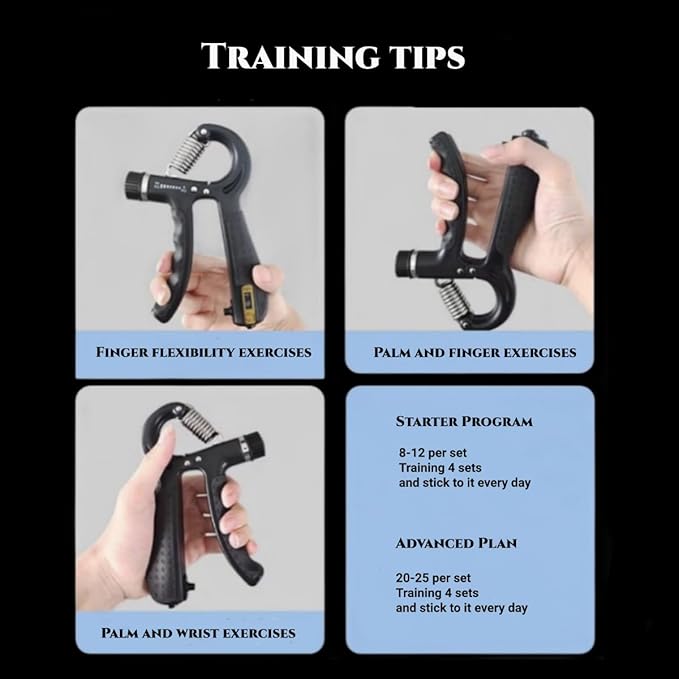 1Pcs Grip Strength Trainer Wrist Strengthener with Counter 11-132 Lbs/5-60kg(Black) Lbs/5-60kg(Black)