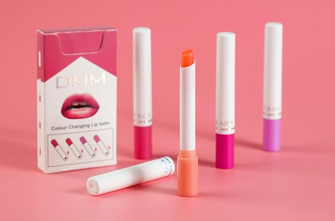evpct 4 pk Mini Cigarette Color Changing Change Lipstick Sets PH Lip Balm Kit,DNM Litte Smoke Tube Red Lipstick Moisturizing Lip Stain Long Lasting Waterproof for Women labiales matte larga (A-Set05)