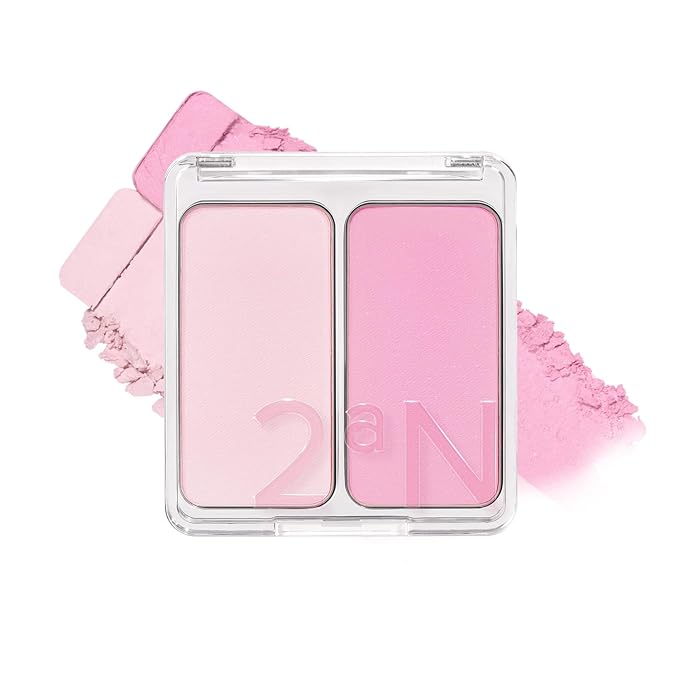 2aN Dual Color Face Blusher, Buildable & Blendable Cheek Color, Natural & Vibrant Finish, Long-Lasting Powder Blush, Blends Easily with Natural Skin Tones, Korean Beauty (09 Heart Balloon)