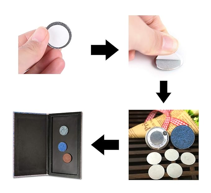 50pcs Round Metal Stickers for Non-Magnetic Eyeshadow Pan