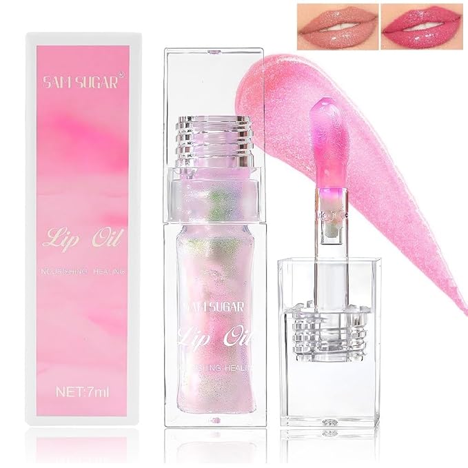 Magic Glitter Color Changing Lip Oil,Moisturizing Lip CareNon-Sticky