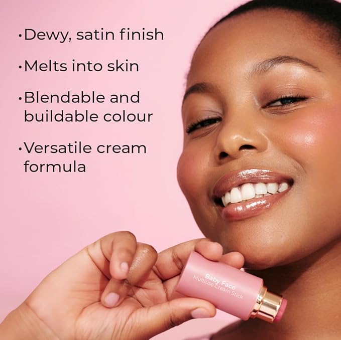 MCoBeauty Baby Face Multi-Use Cream Stick, Lou Lou Deeper Rose Tone Shade, Silky Smooth, Buildable Blush for Eyes, Lips & Cheeks, Vegan, Cruelty Free Cosmetics