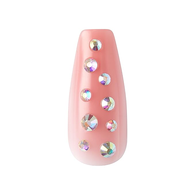 KISS Jelly Fantasy On-Trend Translucent Nails, Long Sculpted Glue-On Fake Nails Kit, Style “Be Jelly”, with Pink Gel Nail Glue, Mini Nail File, Manicure Stick, & 28 Glue On Nails