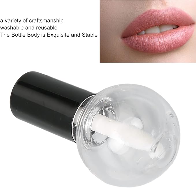 10Pcs 5ml Empty Lip Gloss Tubes Containers Cute Ball Type Plastic Refillable DIY Lip Gloss Bottle, Reusable Empty Bottle Tube Container for Eyelash Growth Oil/Mascara with Brush for Home and Travel