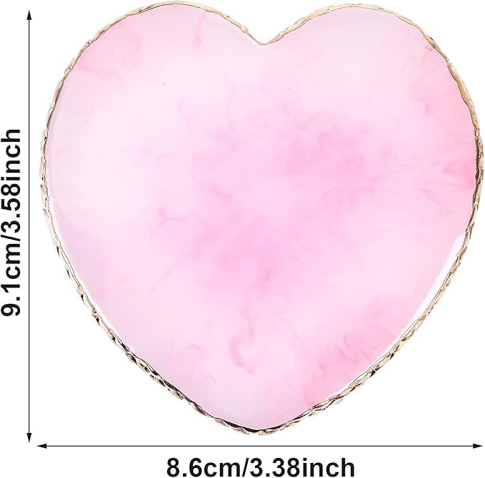 2Pcs Heart-Shaped Resin Nail Art Palette, Gold Edge