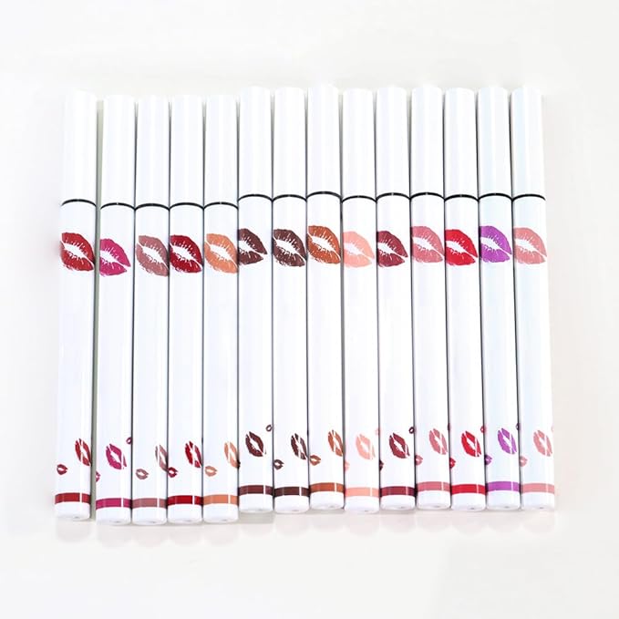 2Pcs Longwear Liquid Lip Liner Stain Marker Pen Set Long Lasting Waterproof, Dark Black Cherry Wine Red Matte 24 Hour Lip Liner and Lipstick Combo, Color Stay Lipliner All Day, Lip Stains peel off