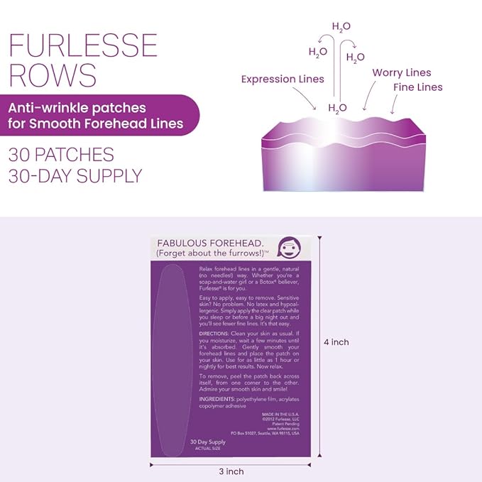 Furlesse Rows Wrinkle Patches, Overnight Forehead Anti-Aging