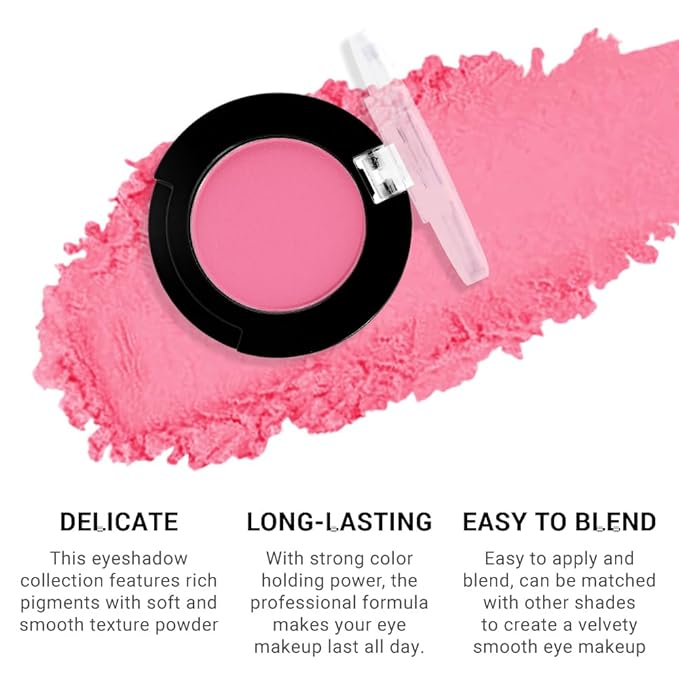 Monochrome Matte Eyeshadow Makeup Palette, Highly Pigmented Pink Red Eyeshadow Palette, Matte Pressed Powder Eye shadow Make up, Single Vegan Eye Shadow, Daily Evening Women Girls Makeup Eyeshadow 5#