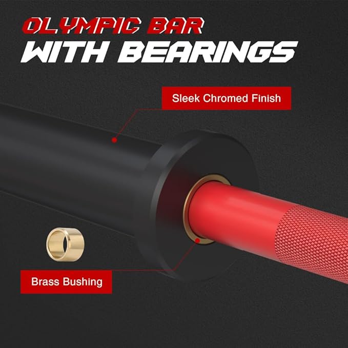 4FT Olympic Barbell Bar 47Inch Straight 2 Collars, 500Lbs Capacity 2 Inch