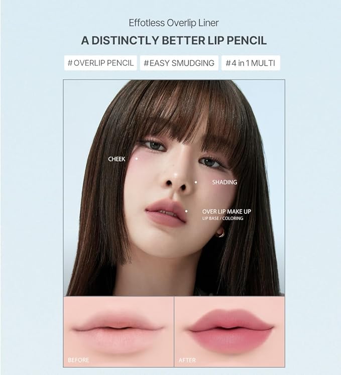 Heart Percent Dote On Mood Lip Pencil, Long-Lasting Creamy Lip Crayon Smooth Color Liner Retractable Lipstick Pencil 0.8g, #13. Bare Lips