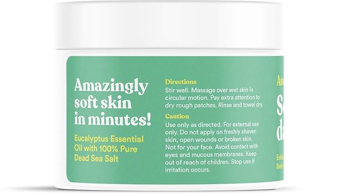ASUTRA Dead Sea Salt Essential Oil Body Scrub Exfoliator (Invigorating Eucalyptus), 16 oz - Ultra Hydrating, Gentle, & Moisturizing - Coconut, Eucalyptus, and Marjoram Oils