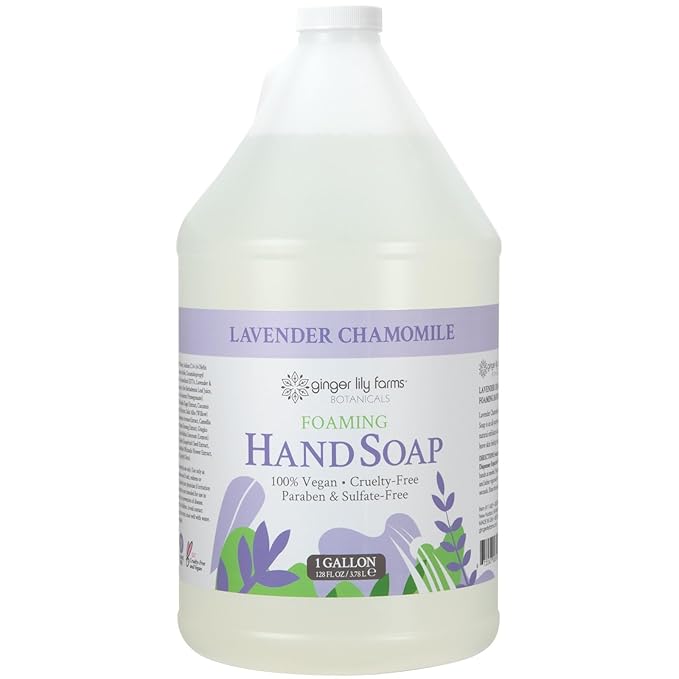 Ginger Lily Farms Botanicals All-Purpose Foaming Hand Soap Refill, 100% Vegan & Cruelty-Free, Lavender Chamomile Scent, 1 Gallon (128 Fl Oz)