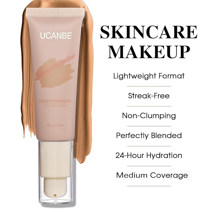 UCANBE Matte Liquid Foundation with Brush, Skincare Serum fl. oz.