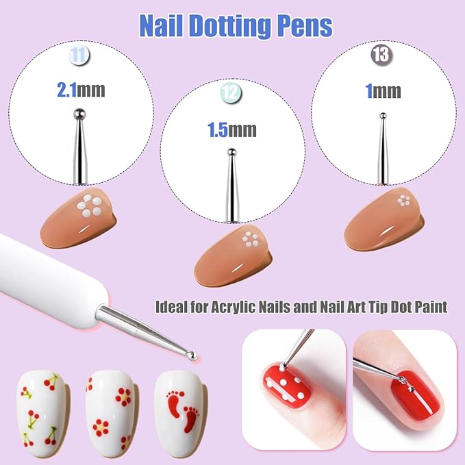 KINGMAS Nail Art Brushes, 10Pcs